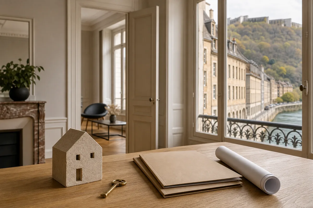 Un appartement ancien rénové avec parquet et grande fenêtre
